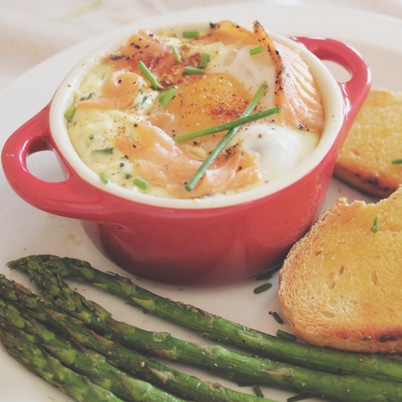 Smoked Salmon & Sour Cream Baked Eggs