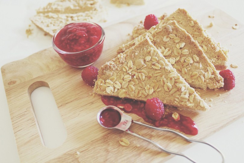 Oatmeal Shortbread with Raspberry Compote