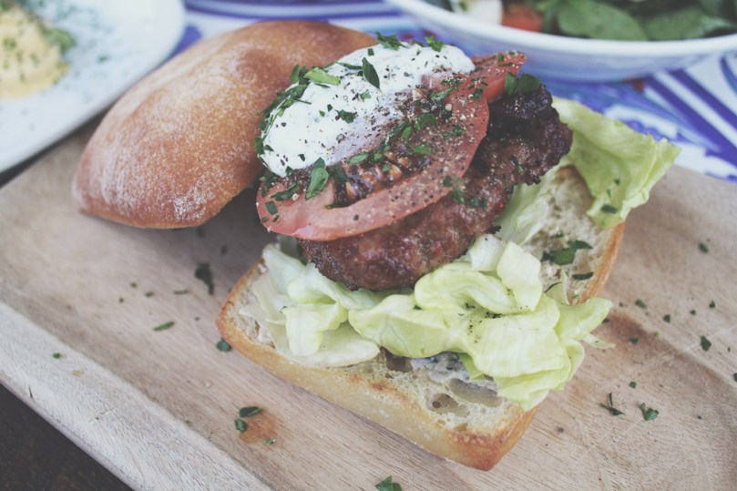 Rustic Pearl - LUNCH for the soul: Char grilled Mediterranean Lamb Burger