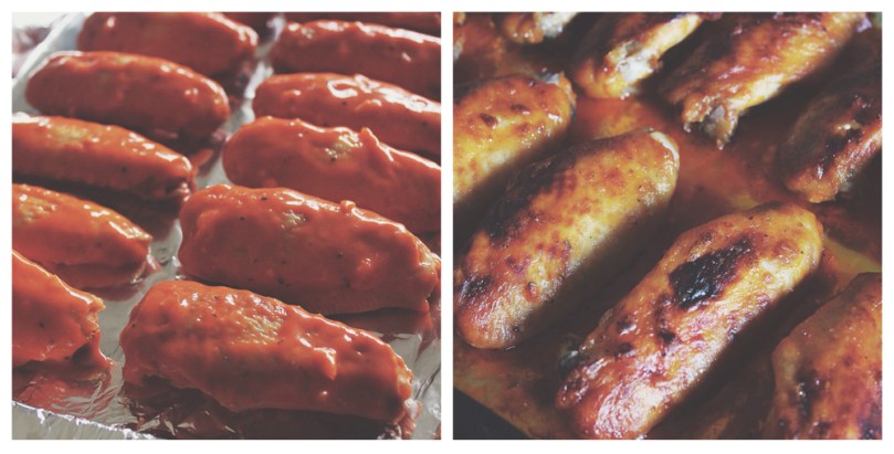 Baked Buffalo Wings with Blue Cheese-Yoghurt Dip