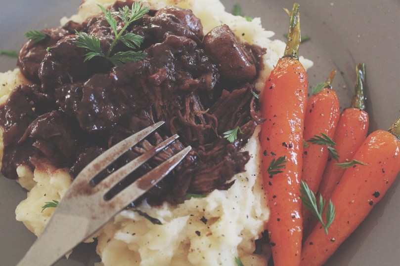 Braised Steak au Poivre in Red Wine