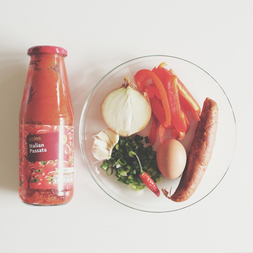 Baked Eggs with Chorizo & Red Capsicum Ingredients