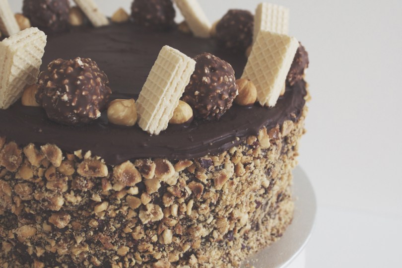 Ferrero Rocher & Nutella Cake with Hazelnuts