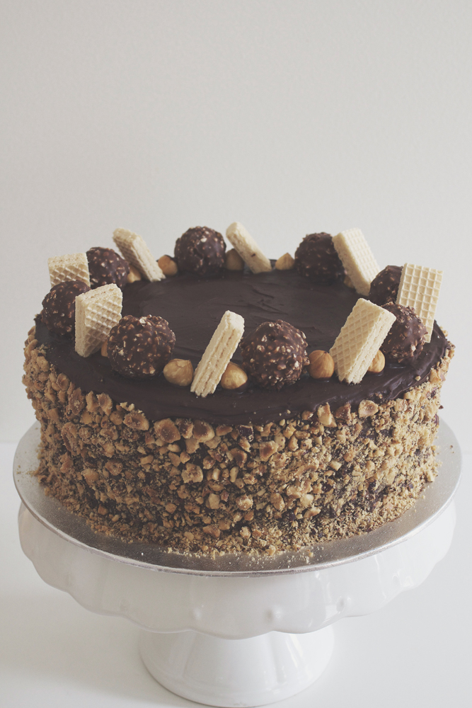 Ferrero Rocher & Nutella Cake with Hazelnuts
