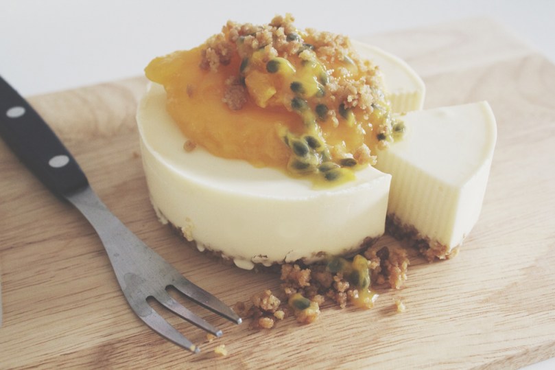 White Chocolate Cheesecake with Mango & Passionfruit (Constructed)