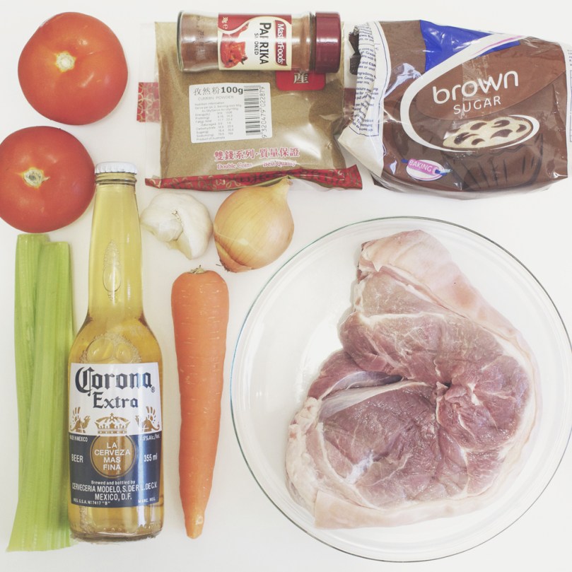 Beer-braised Pulled Pork Ingredients