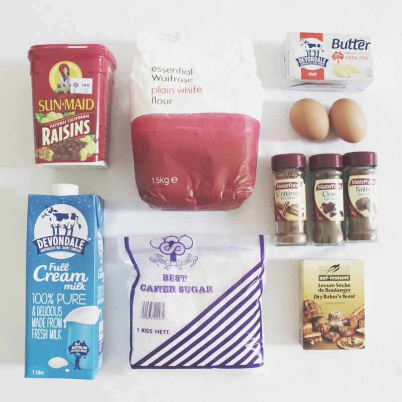 Easter Hot Cross Buns Ingredients