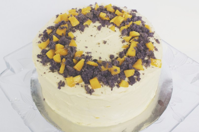 Ube Cake with Mango Cream Cheese Frosting