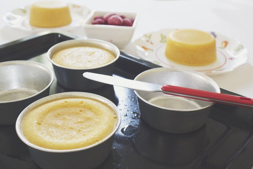 Lemon Molten Cakes with Raspberry & Cream Process