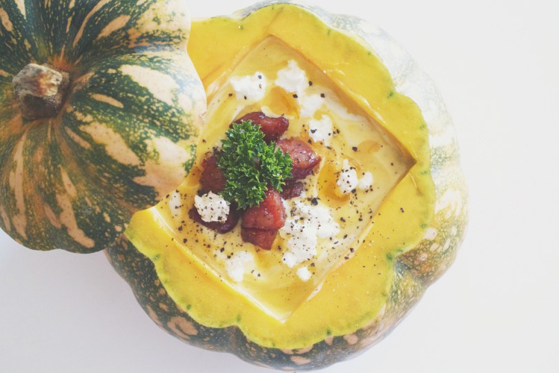 Moroccan Pumpkin Soup with Crispy Chorizo