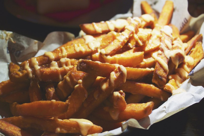 Belly Bao - Sweet potato fries drizzled with chilli aïoli