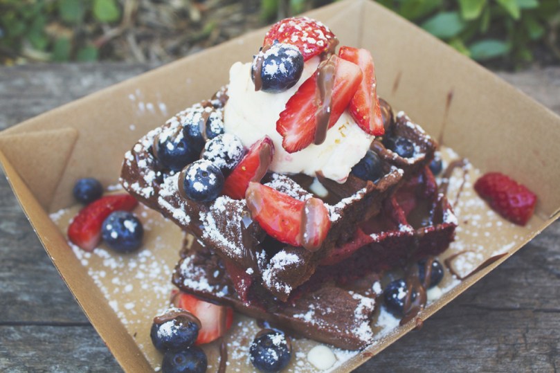 Garden Bar at the Grounds of Alexandria - CHOCOLATE AND RED VELVET WAFFLES