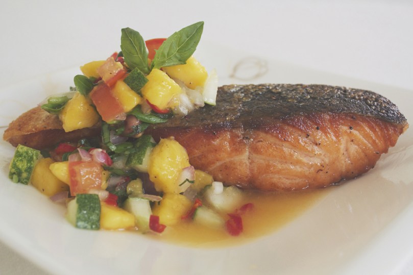 Crispy Skinned Salmon with Mango Salsa