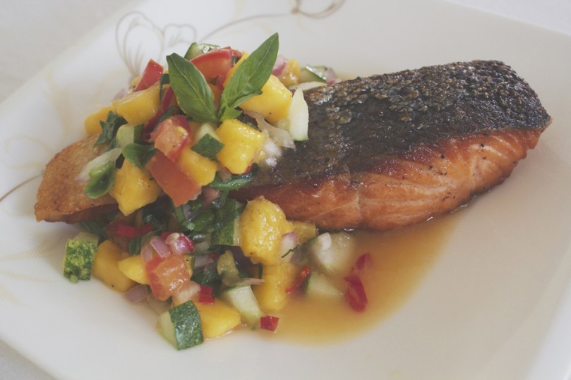 Crispy Skinned Salmon with Mango Salsa