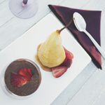 Poached Pears with Chocolate Chia Mousse