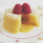 Lemon Molten Cakes with Raspberry & Cream