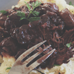 Braised Steak au Poivre in Red Wine