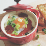 Baked Eggs with Chorizo & Red Capsicum