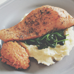 Pan-fried Salmon with Mashed Potatoes & Wilted Spinach