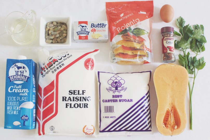 Breakfast Muffins: Pumpkin, Polenta, and Chilli Ingredients