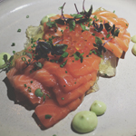 Devon By Night: King Salmon Sashimi, Avocado, Jelly, Ikura, Chives