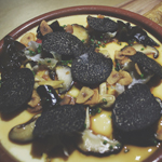 Devon By Night: Chinese Egg Custard, Shiitake, Fungus, Yellow Needle Flower, Chinese Fried Bread and Perigord Black Truffle