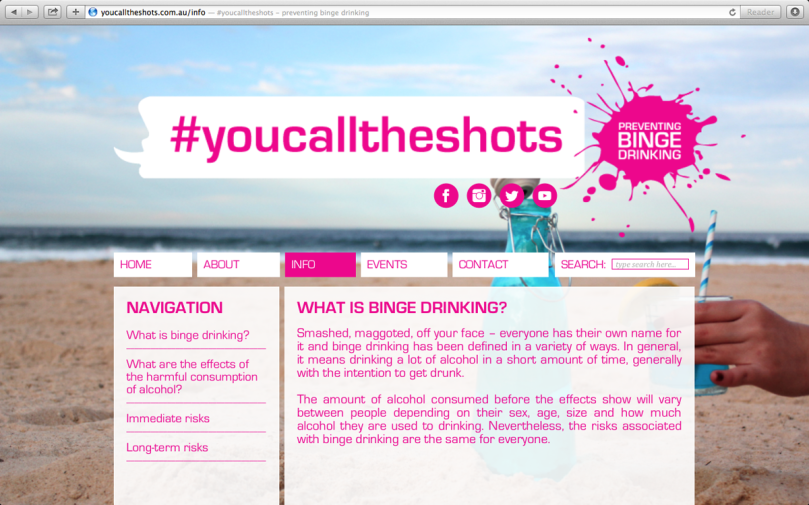 #youcalltheshots Website Design Info Page