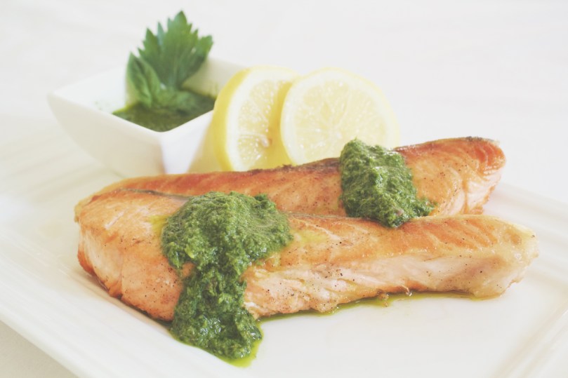 Salsa Verde with Pan-fried Salmon
