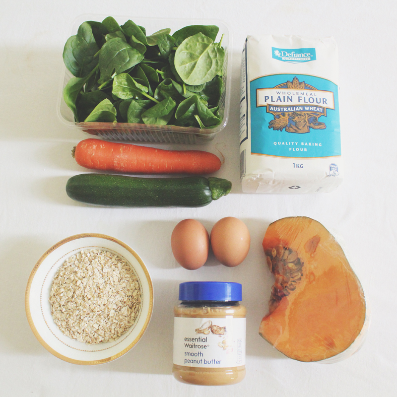 Spinach, Carrot, and Zucchini Dog Treats Ingredients