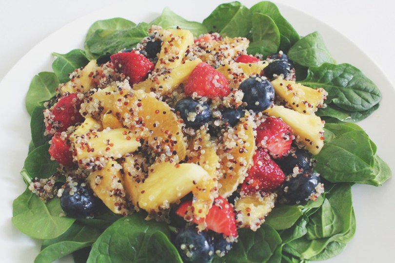 Honey Lime Rainbow Fruit & Quinoa Salad