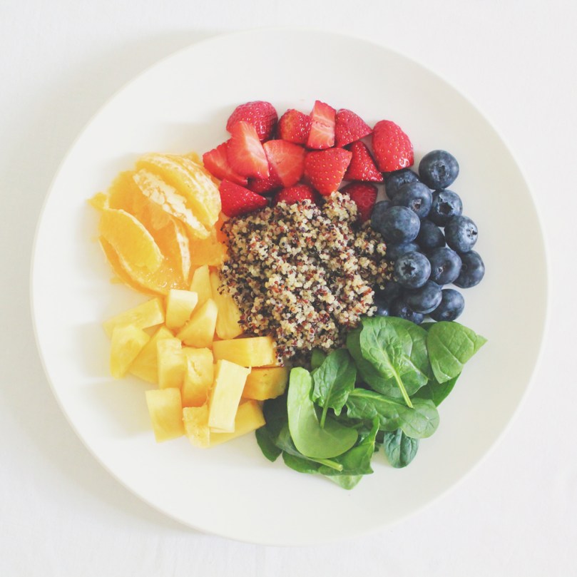 Honey Lime Rainbow Fruit & Quinoa Salad Ingredients