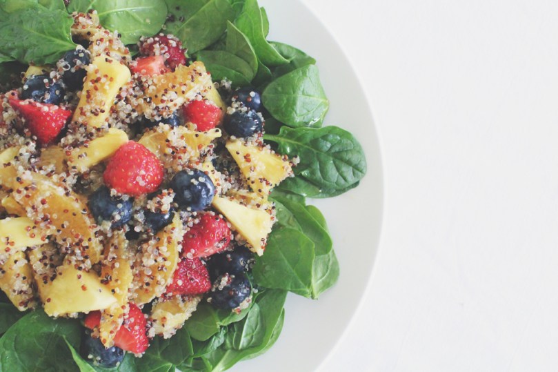 Honey Lime Rainbow Fruit & Quinoa Salad