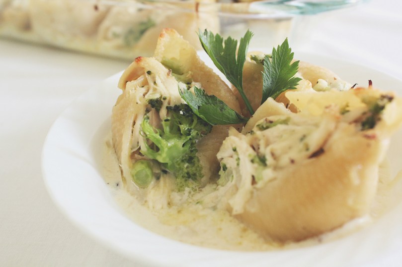 Chicken & Broccoli Alfredo Stuffed Conchiglie