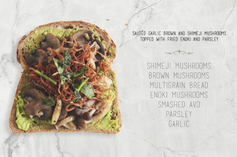 Sautéd Brown & Shimeji Mushrooms topped with Fried Enoki & Parsley