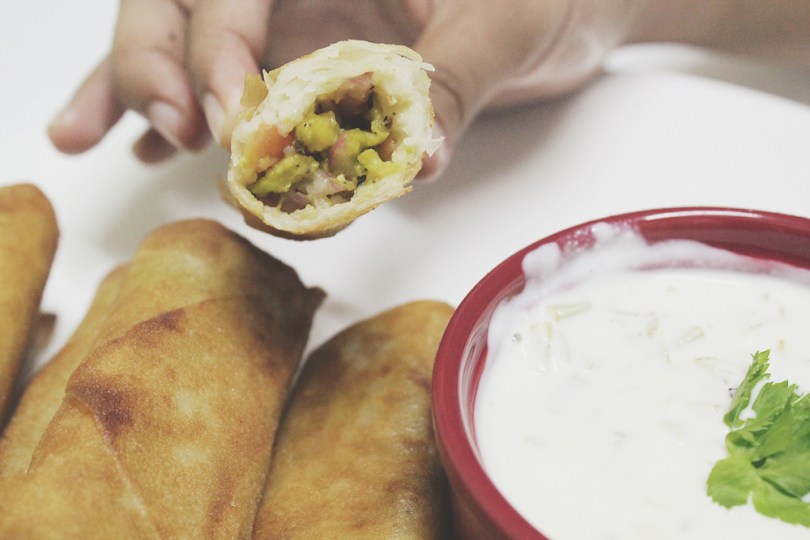 Avocado Egg Rolls with Parsley Dipping Sauce