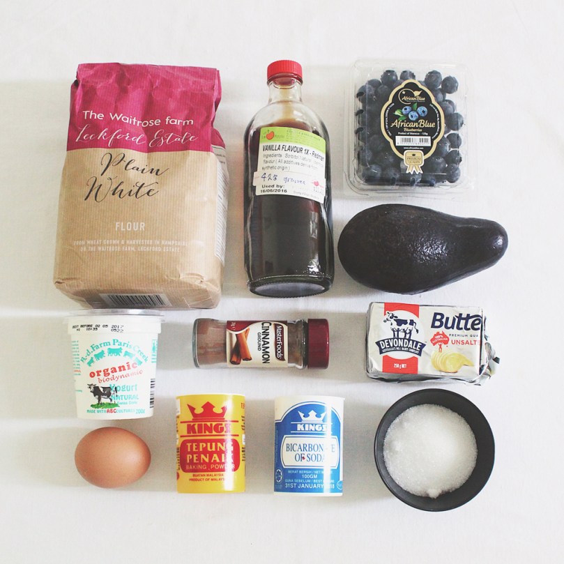 Breakfast Muffins: Avocado & Blueberry Ingredients