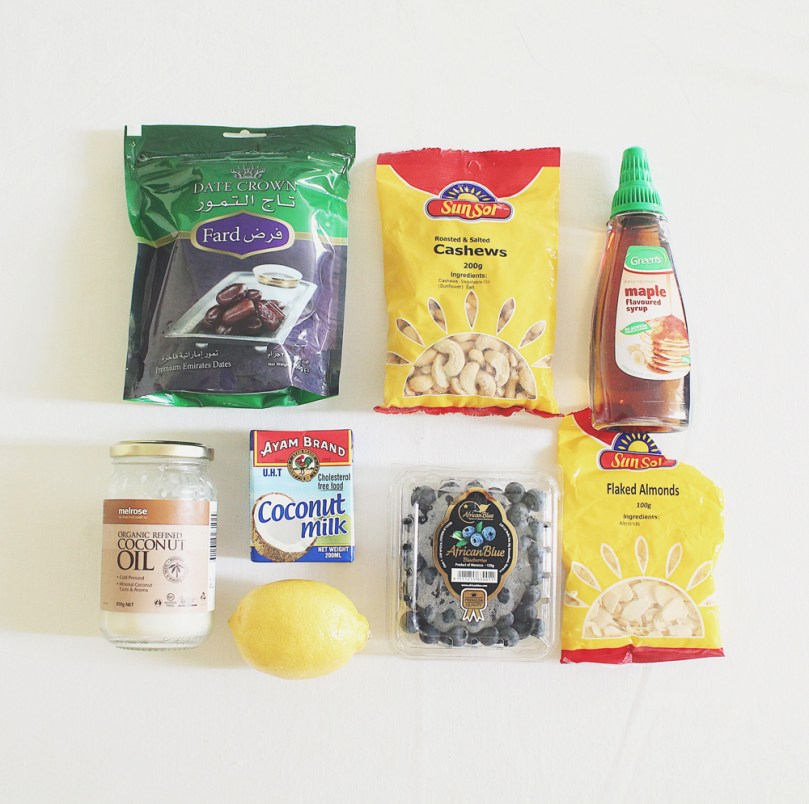 Vegan No-bake Blueberry & Lemon 'Cheesecake' Ingredients