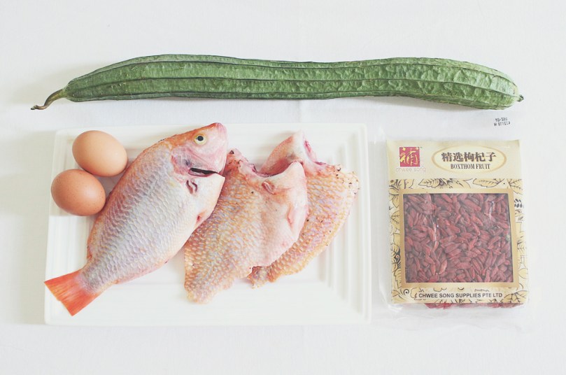 Sweet Gourd Noodles with Tilapia & Egg White Soup Ingredients