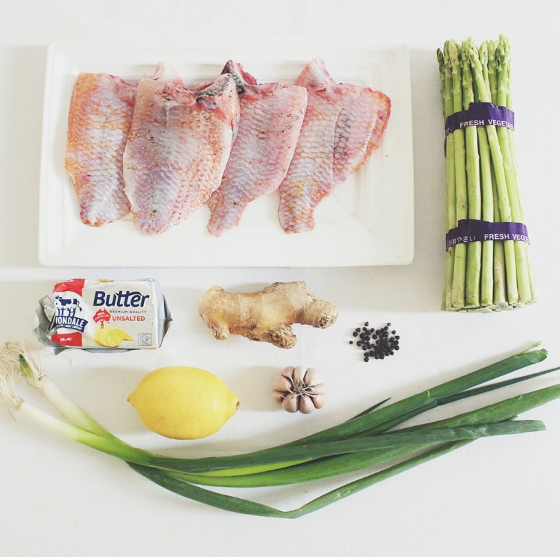 Lemon, Butter & Ginger Tilapia en Papillote Ingredients