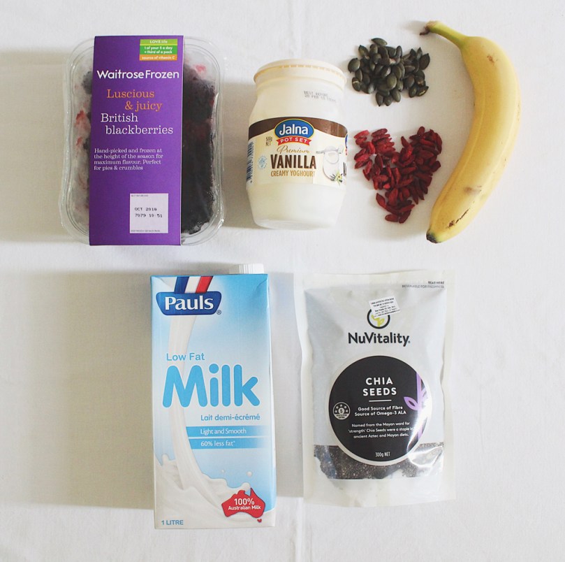 Banana & Blackberry Smoothie Bowl Ingredients