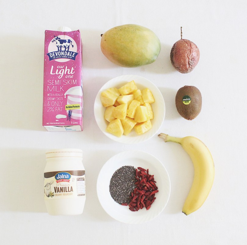 Tropical Mango & Pineapple Smoothie Bowl Ingredients