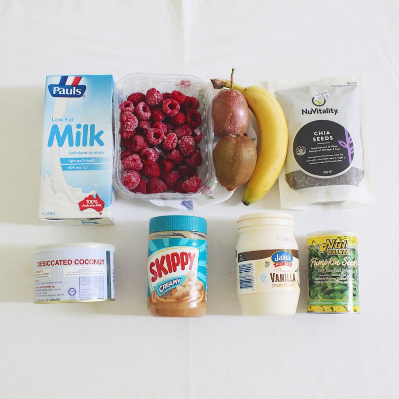 Raspberry & Passionfruit Smoothie Bowl Ingredients