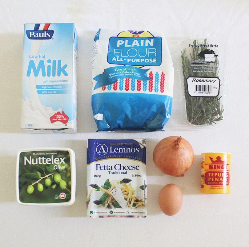 Breakfast Muffins: Feta Cheese, Onion & Rosemary Ingredients