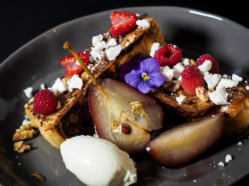French Toast with Red Wine Pears
