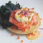 Salmon Sashimi Eggs Blini