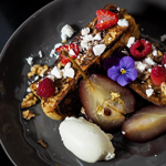 French Toast with Red Wine Pears