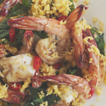 Butter Prawns with Egg Floss