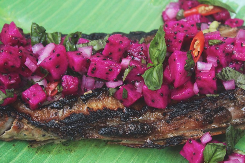 Dragon-flamed Tuna Belly with Fiery Dragon Fruit Salsa