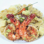 Spicy Garlic Prawn & Avocado Fettuccine
