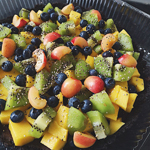 Dark Chocolate Açaí Tahini Tart with Mixed Fruit Mountain